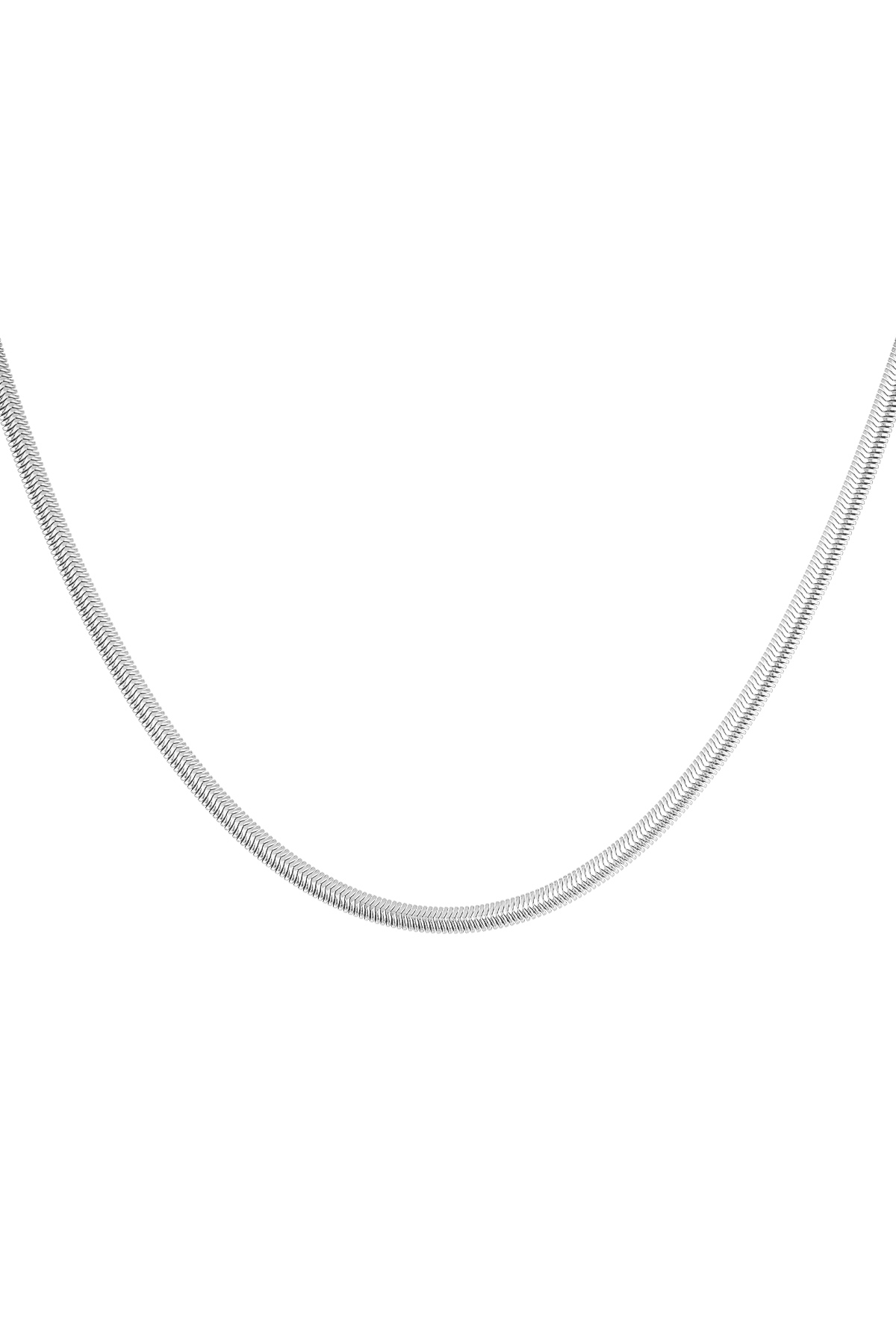 Necklace flat with print - silver-4.0MM
