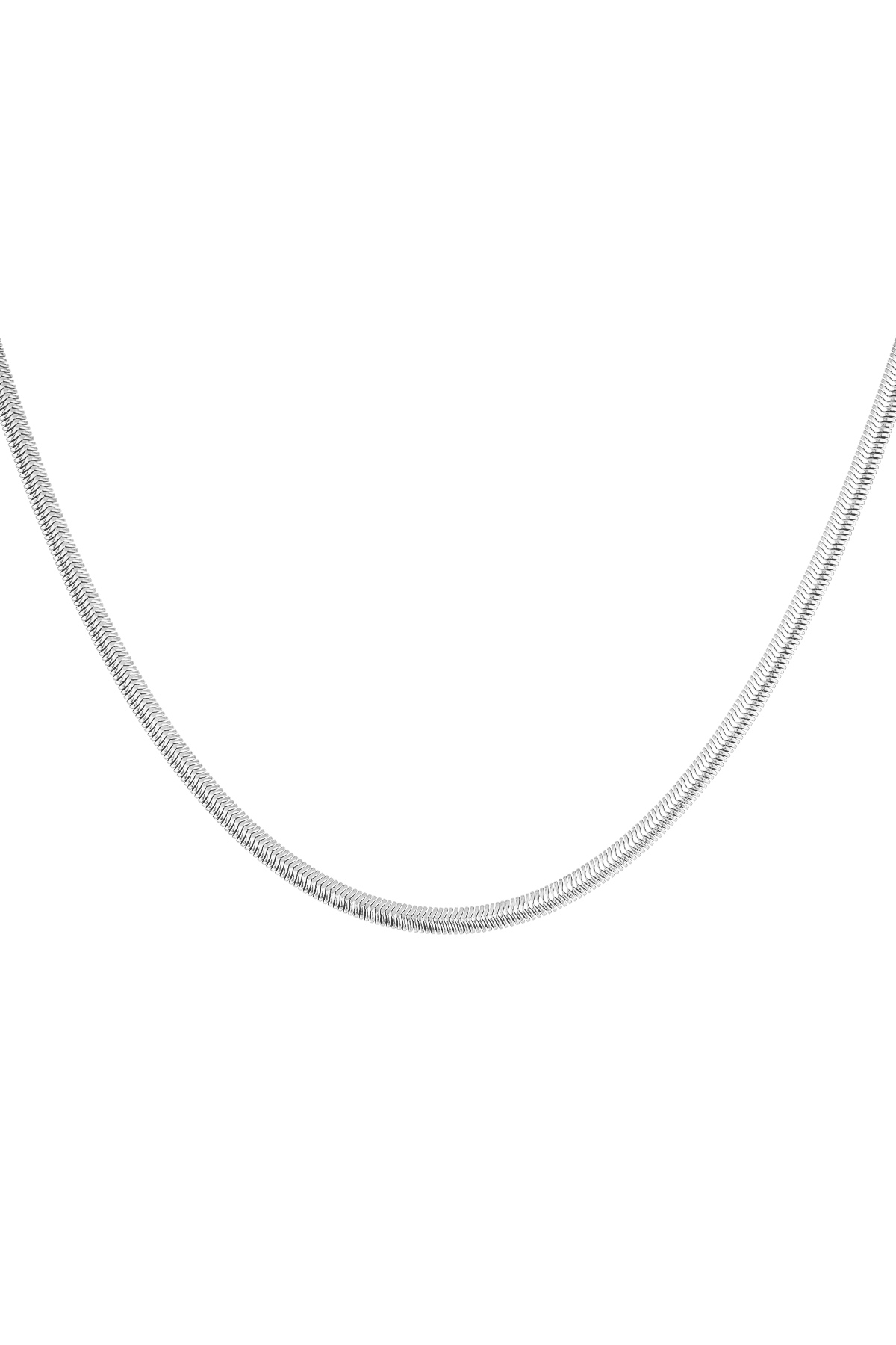 Necklace flat with print - Silver color-4.0MM 2