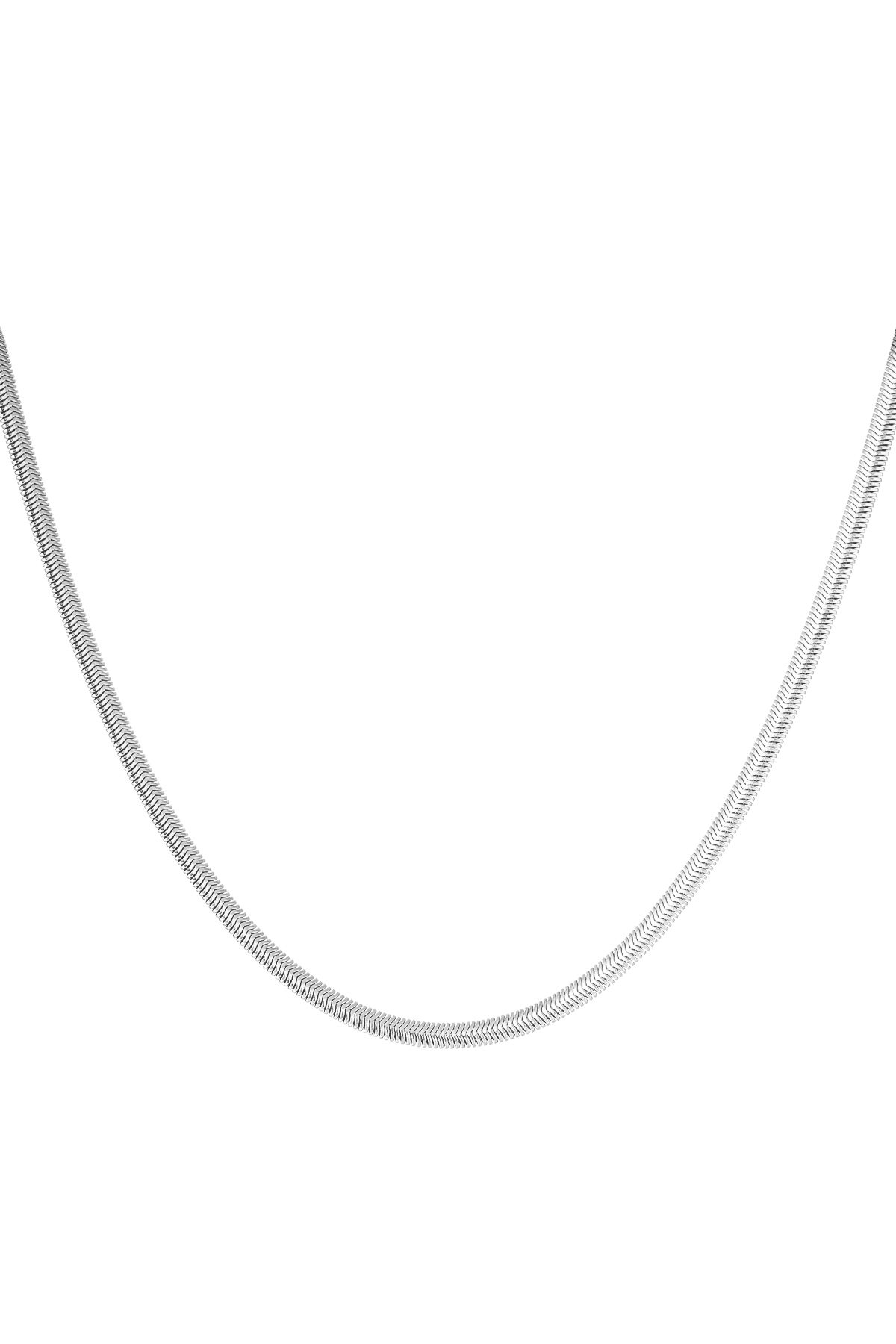 Flache Halskette mit Aufdruck lang – Silber