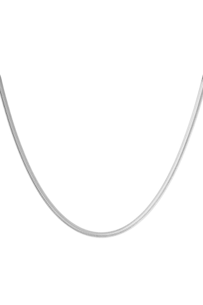 Collar plano con estampado largo - plata-4.0MM 