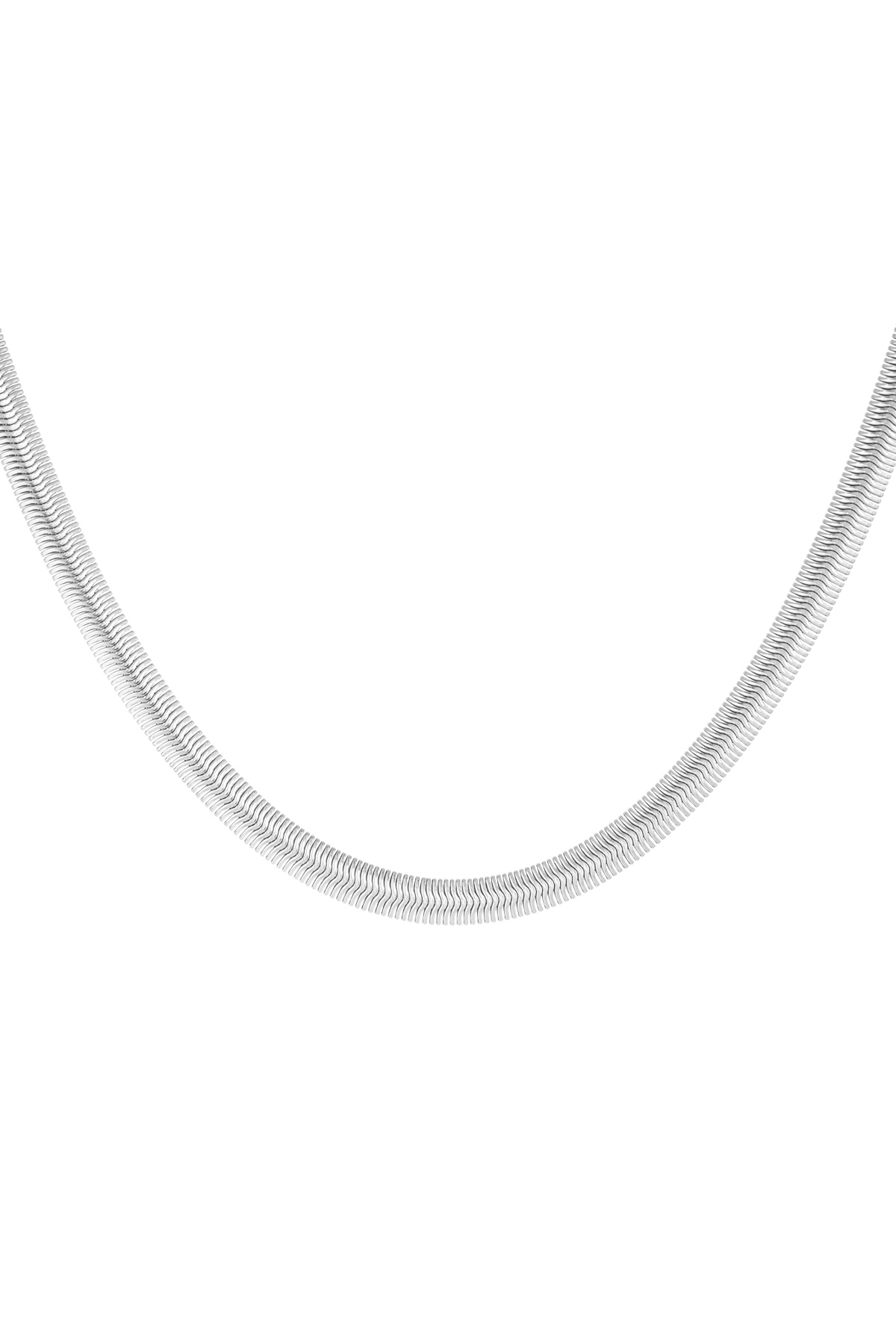 Necklace flat with print - silver-6.0MM