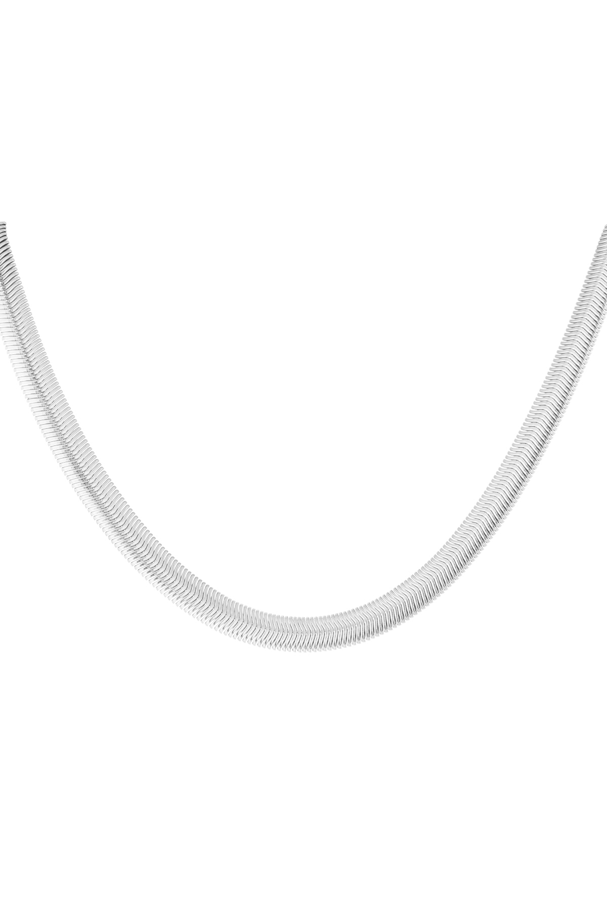 Unisex-Halskette flach geflochten - Silber