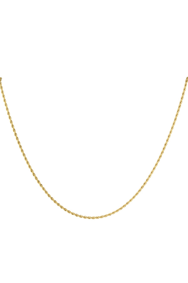 Unisex necklace twisted long - gold