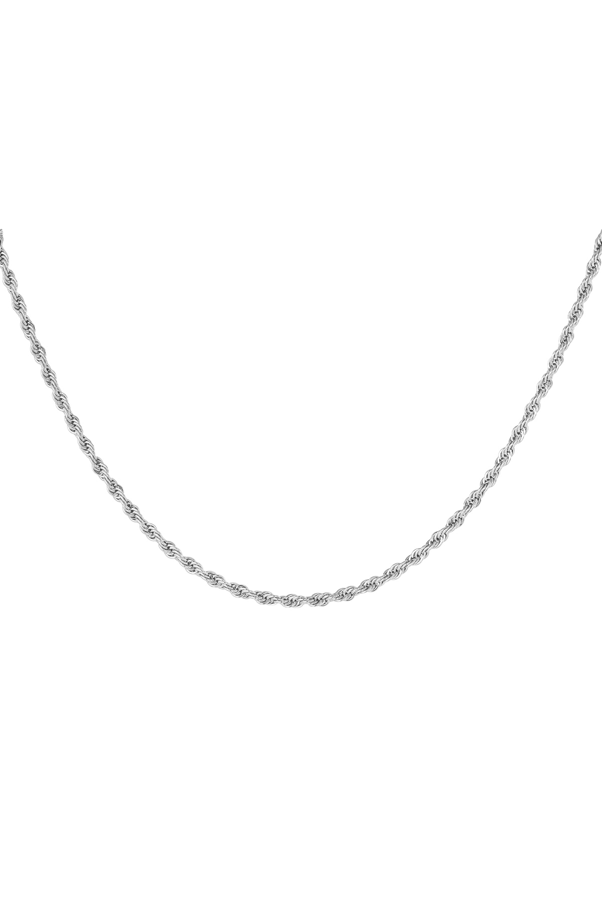 Necklace twisted short - Silver color-3.0MM