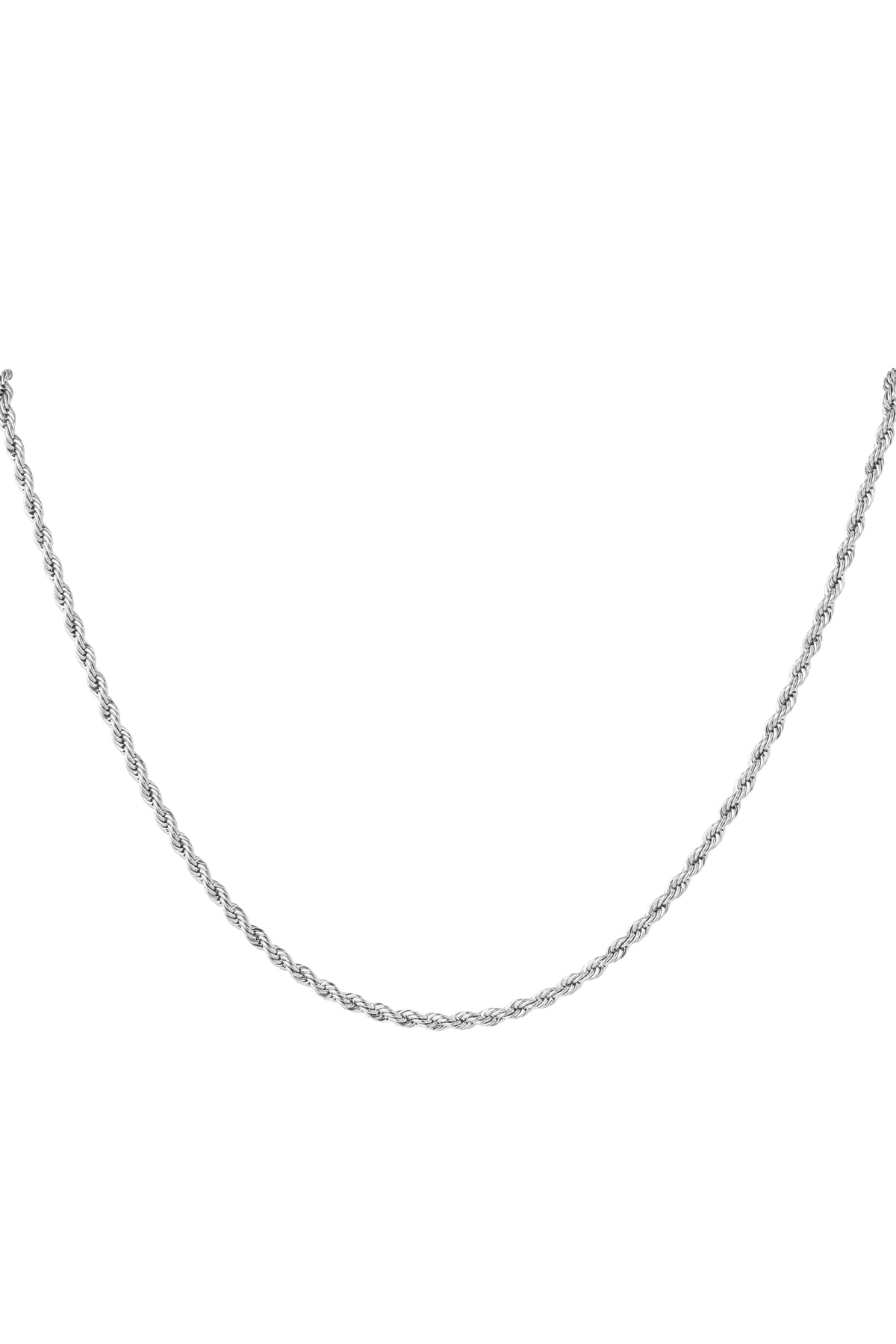 Collana intrecciata unisex in acciaio inossidabile 60 cm - Argento-3,0 mm h5 