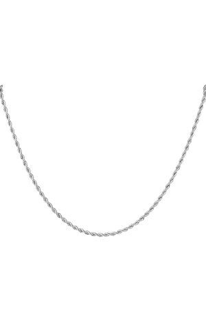 Unisex Stainless Steel Twisted Necklace 60CM - Silver-3.0MM h5 