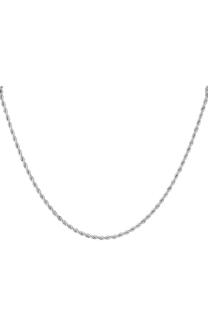 Unisex Stainless Steel Twisted Necklace 60CM - Silver-3.0MM 
