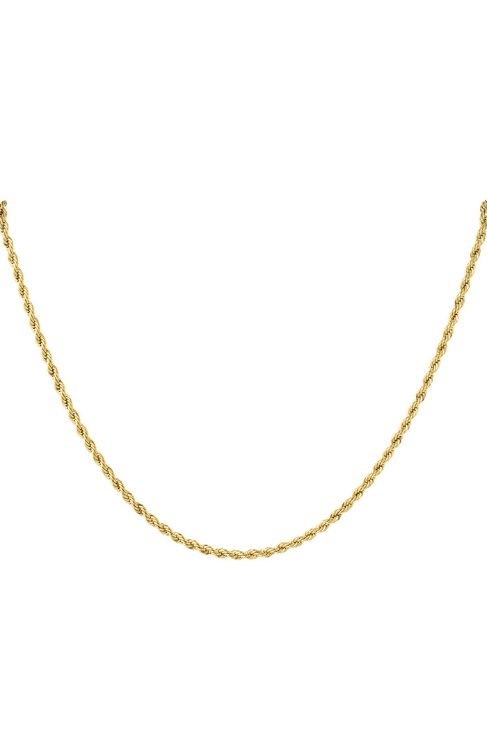 Unisex Stainless Steel Twisted Necklace 60CM - Gold-3.0MM 