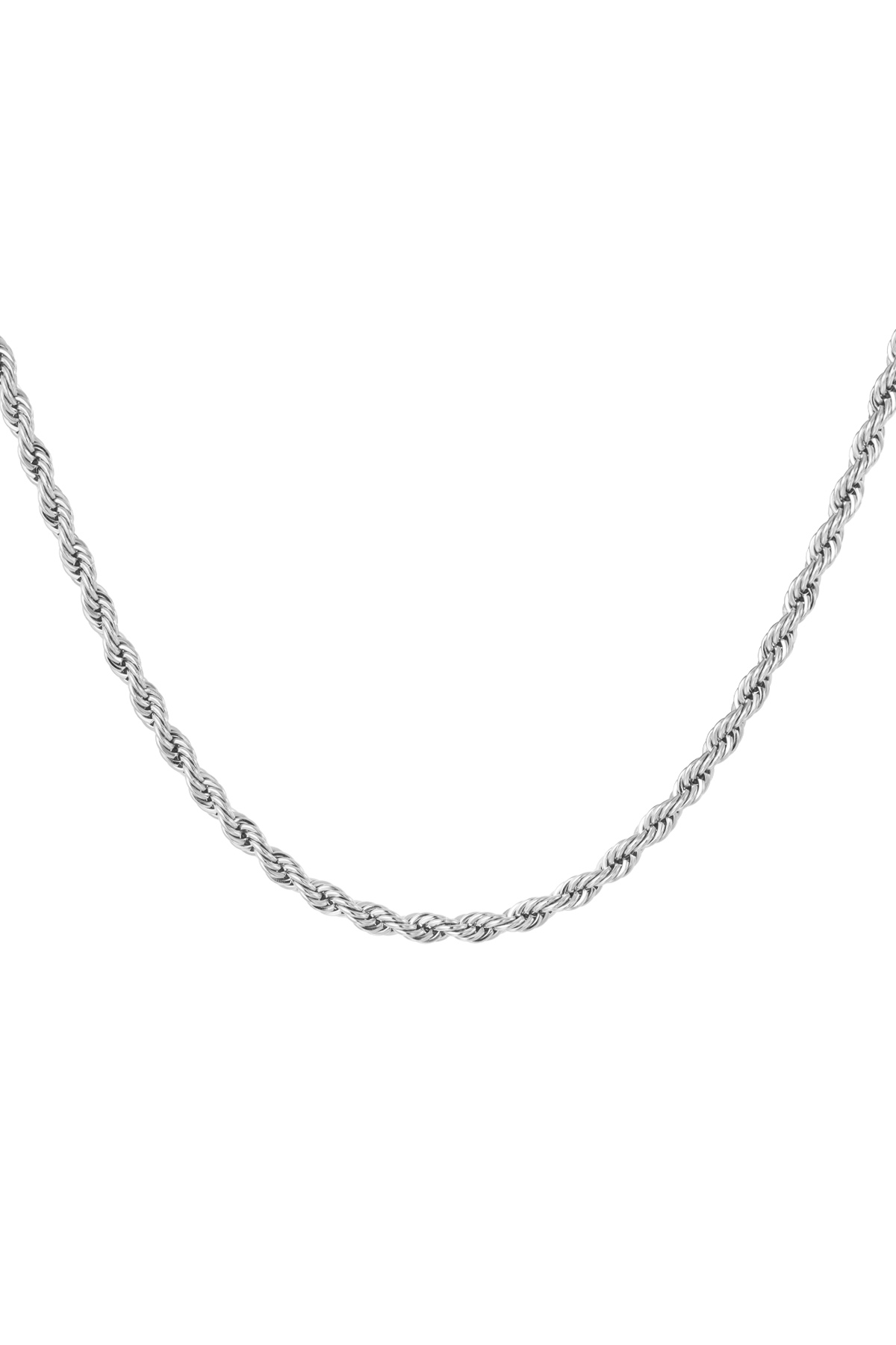 Collar unisex retorcido 50cm - plata-4.0MM