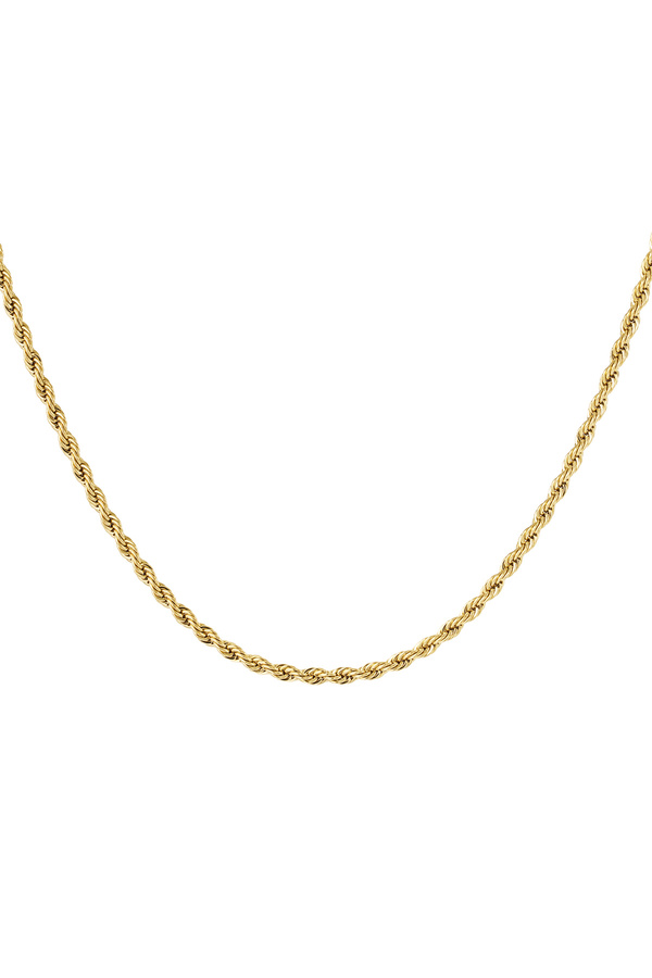 Unisex necklace twisted 50cm - gold