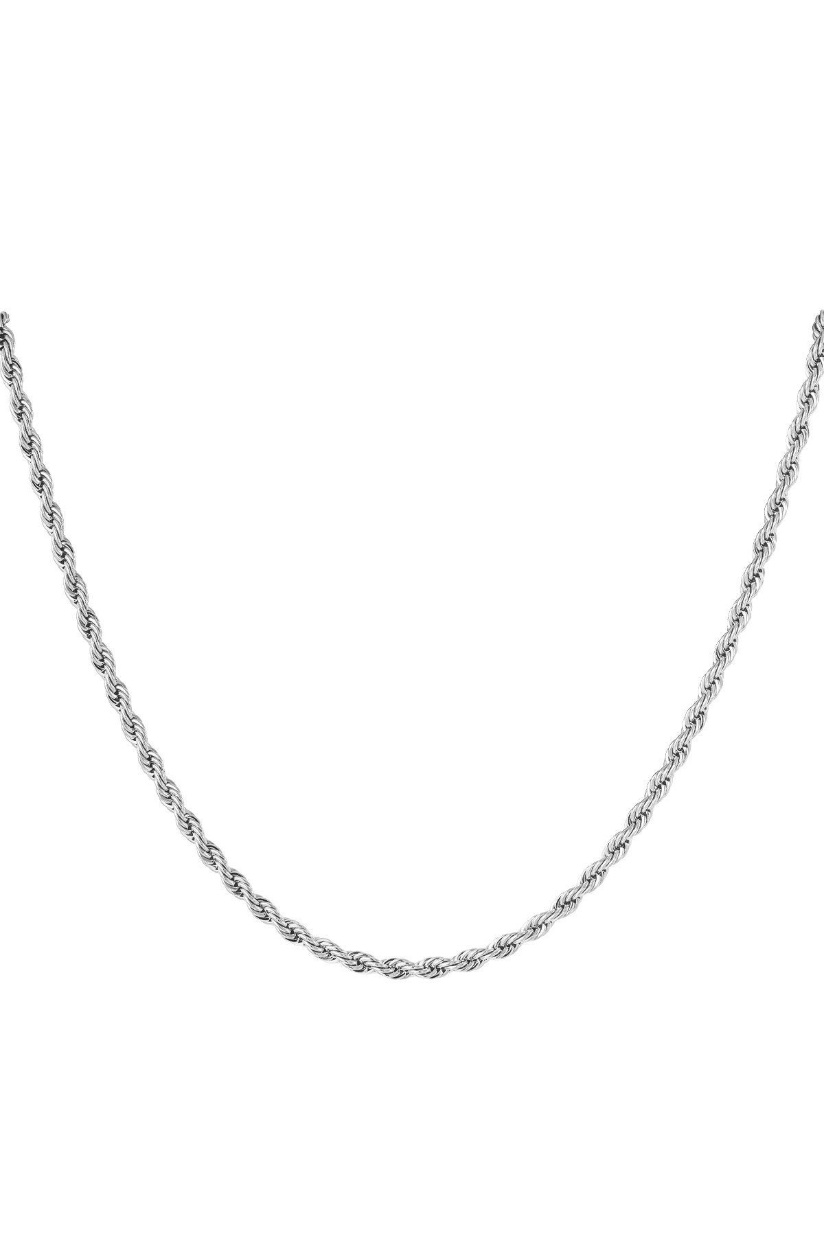 Unisex twisted chain long 60cm - silver-4.0MM