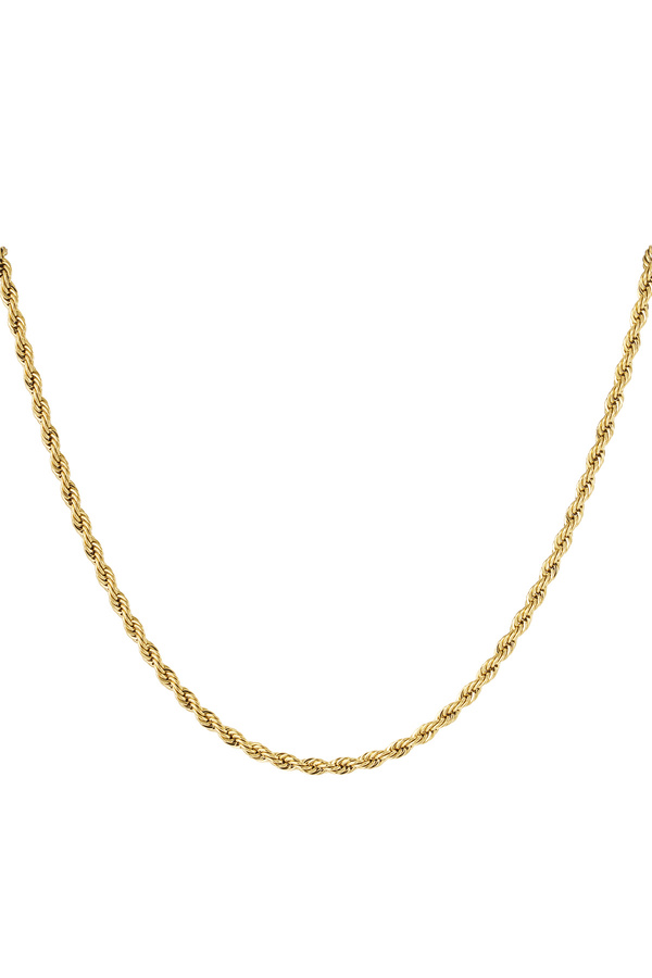 Unisex twisted necklace long 60cm - gold
