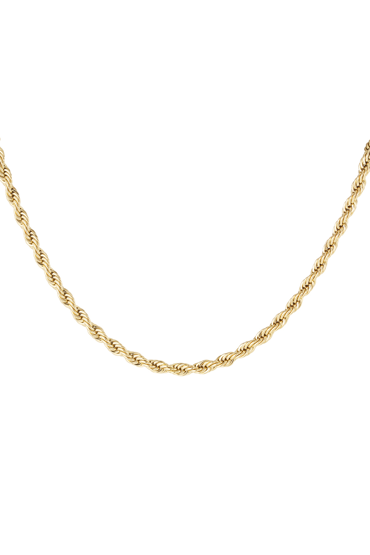 Unisex necklace thick twisted short - gold