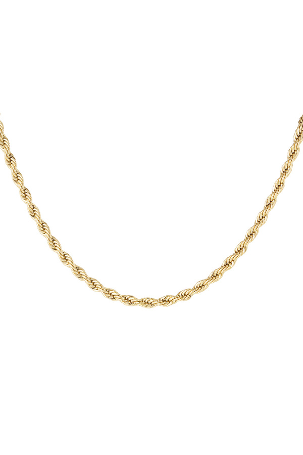 Unisex necklace thick twisted short - gold