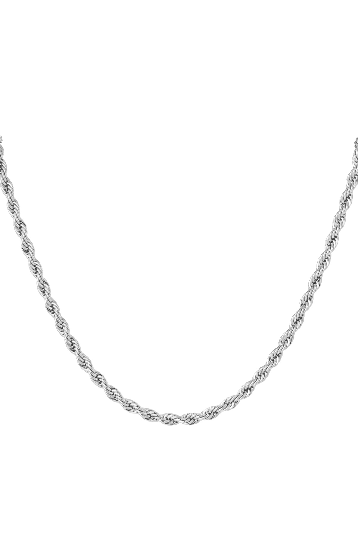 Unisex necklace thick twisted 60cm - silver-4.5MM