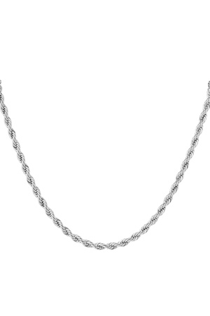 Unisex necklace thick twisted 60cm - silver-4.5MM h5 