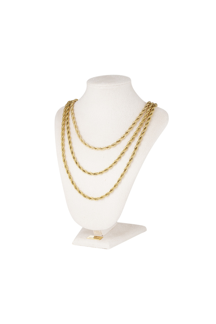 Unisex necklace thick twisted 60cm - gold-4.5MM Picture5