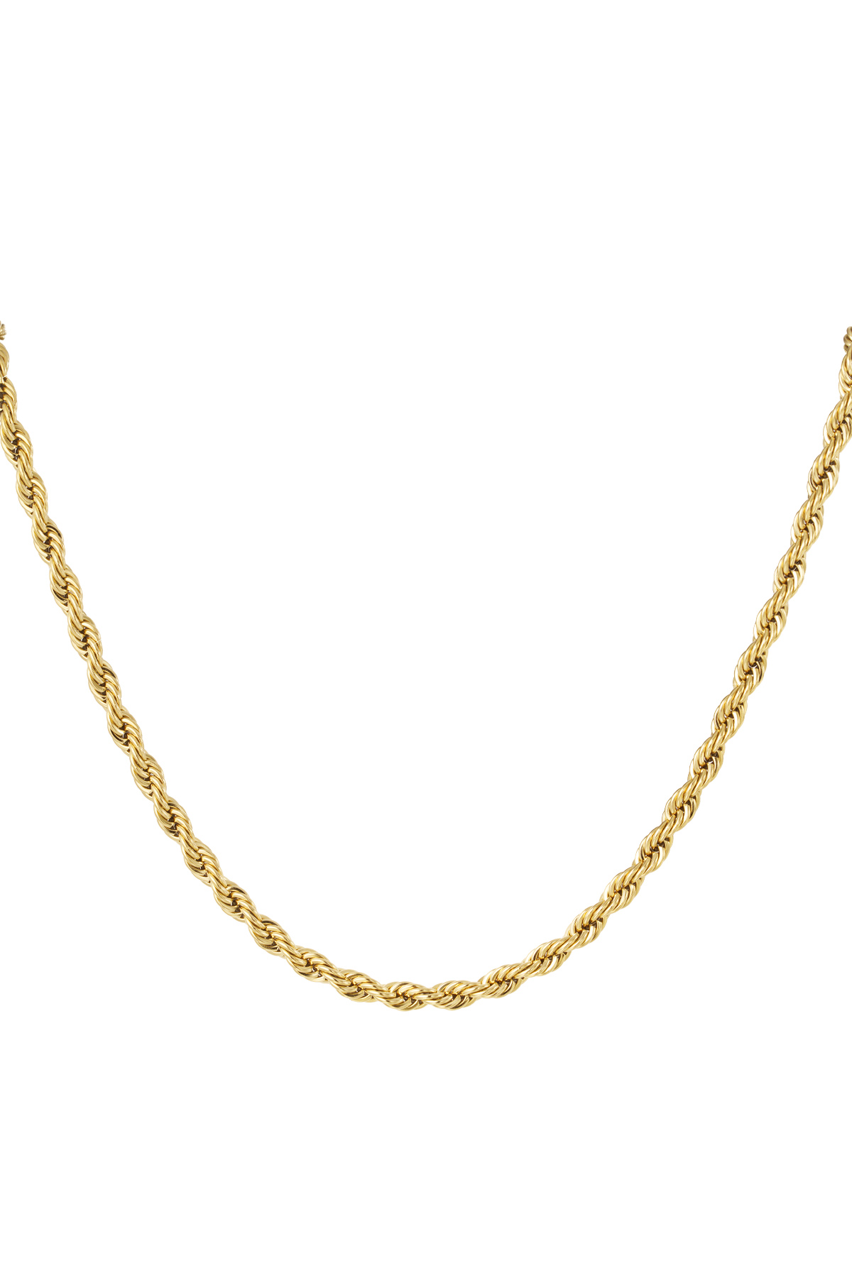 Unisex necklace thick twisted 60cm - gold
