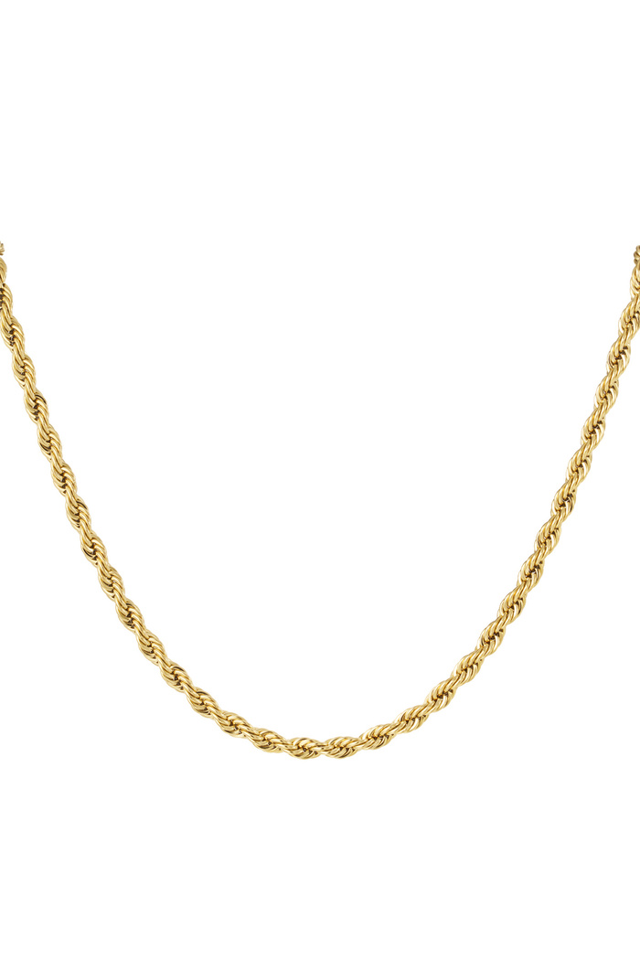 Unisex necklace thick twisted 60cm - gold-4.5MM 