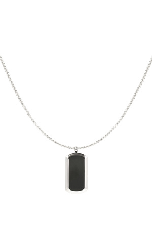 Men's necklace black/silver charm - silver h5 