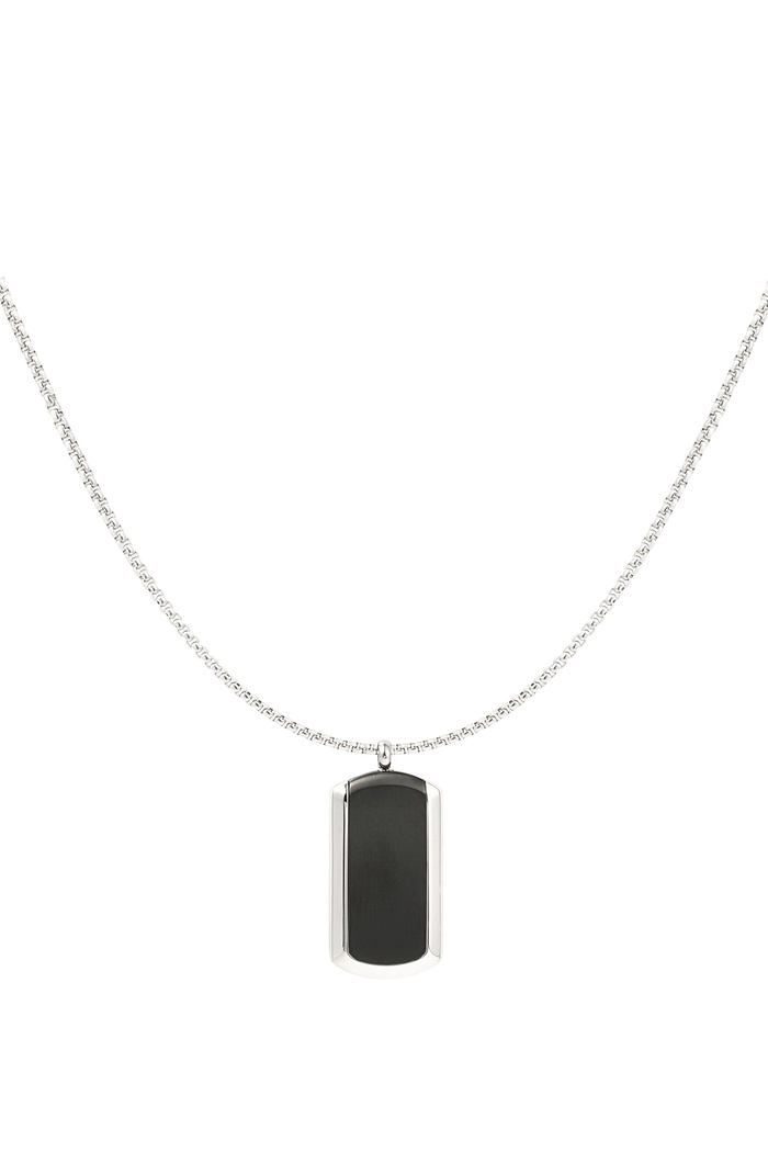 Men's necklace black/silver charm - silver 
