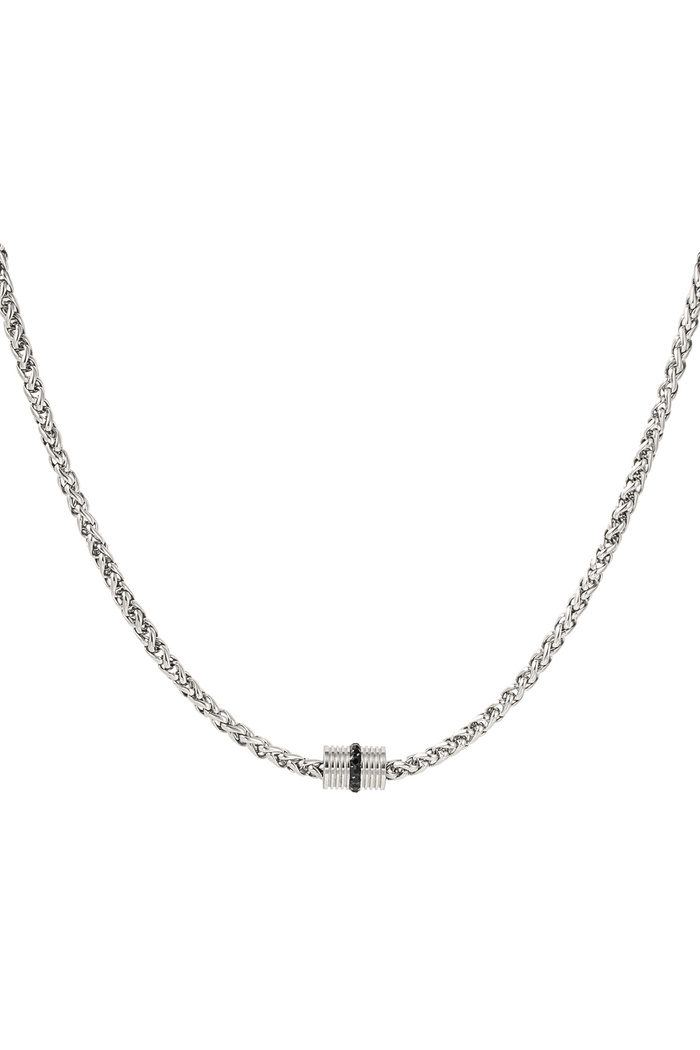 Men's necklace twisted with charm - silver 