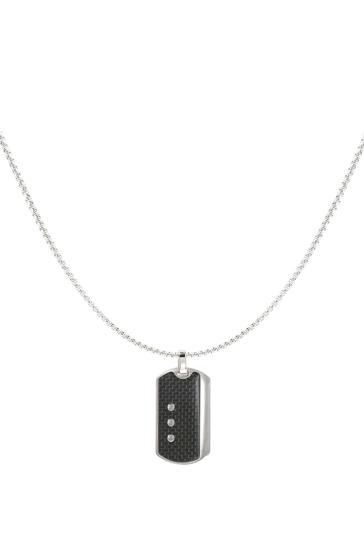 Men's necklace black charm - silver