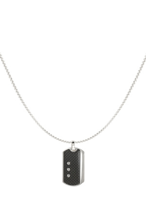Men's necklace black charm - silver h5 