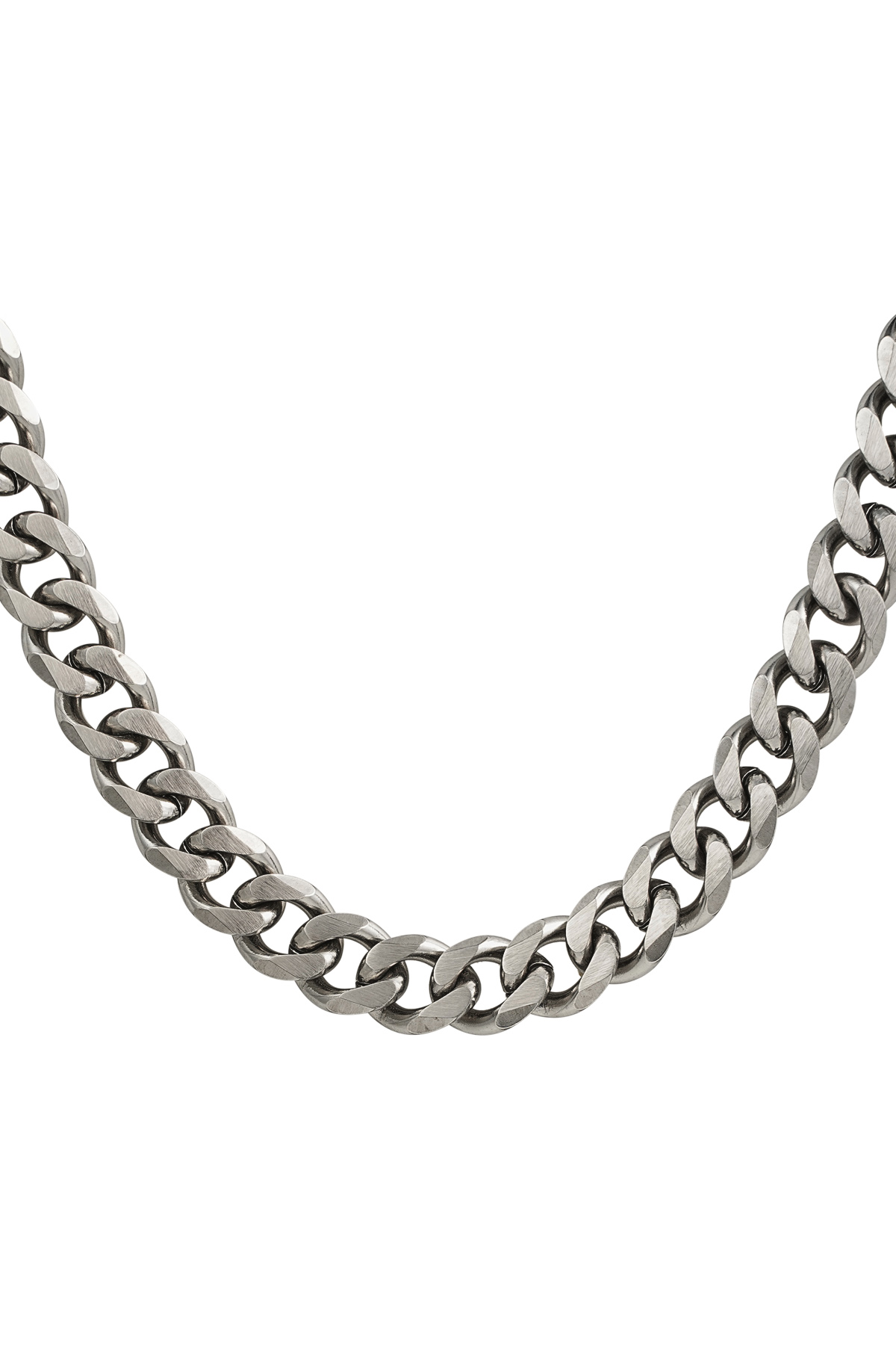 Men's necklace, coarse link - silver