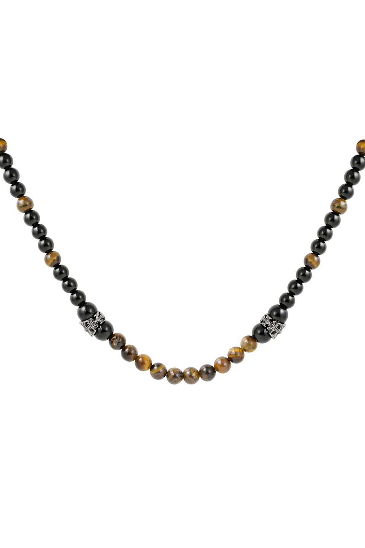 Men's necklace beaded details - brown 