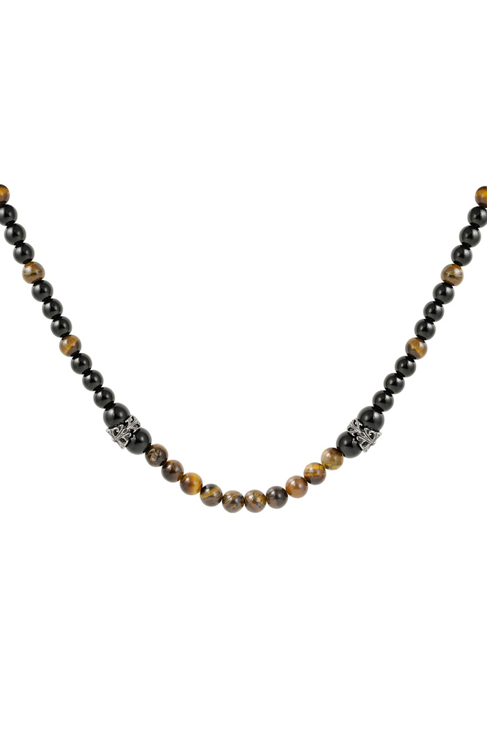 Men's necklace beaded details - brown 