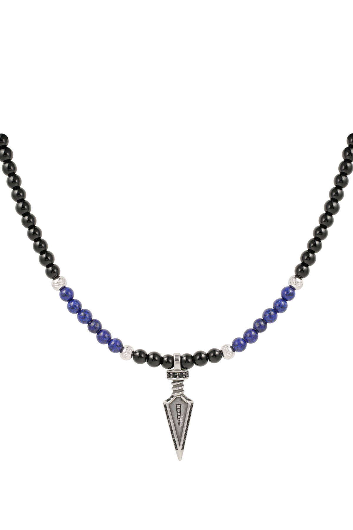 Men's necklace beads with charm - blue h5 