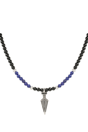 Men's necklace beads with charm - blue h5 
