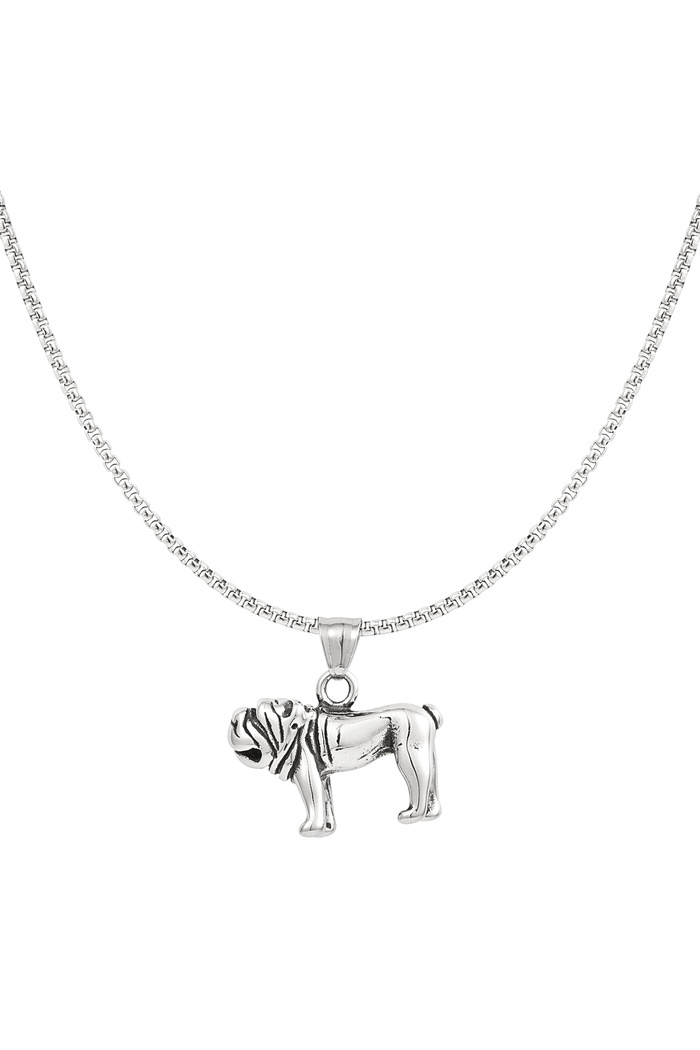 Men's bulldog necklace - silver 