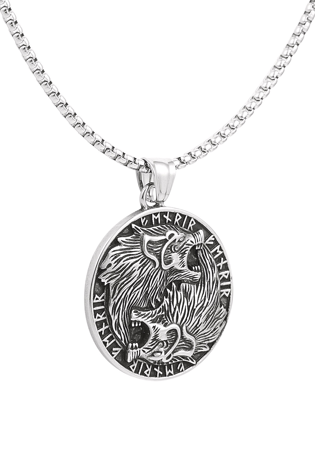 Men's necklace tiger coin - silver h5 Picture5
