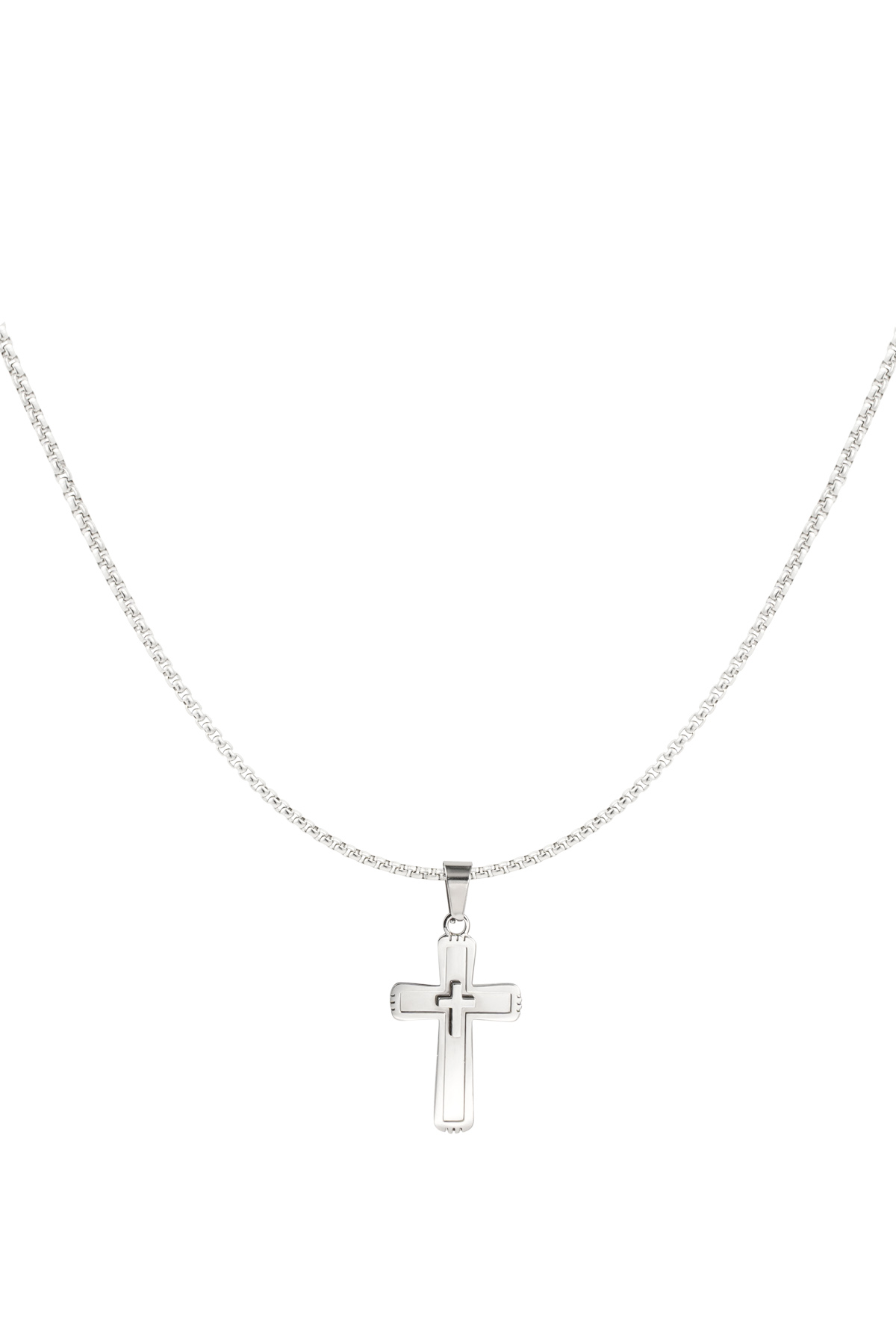 Men's cross necklace - silver