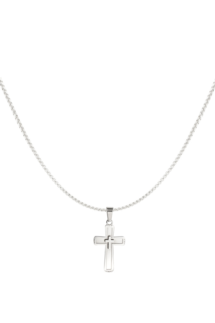 Men's cross necklace - silver 