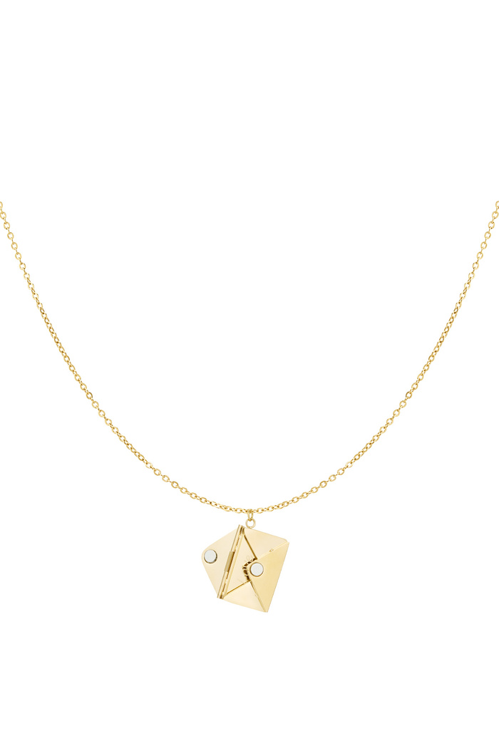 Envelope necklace with message - gold 