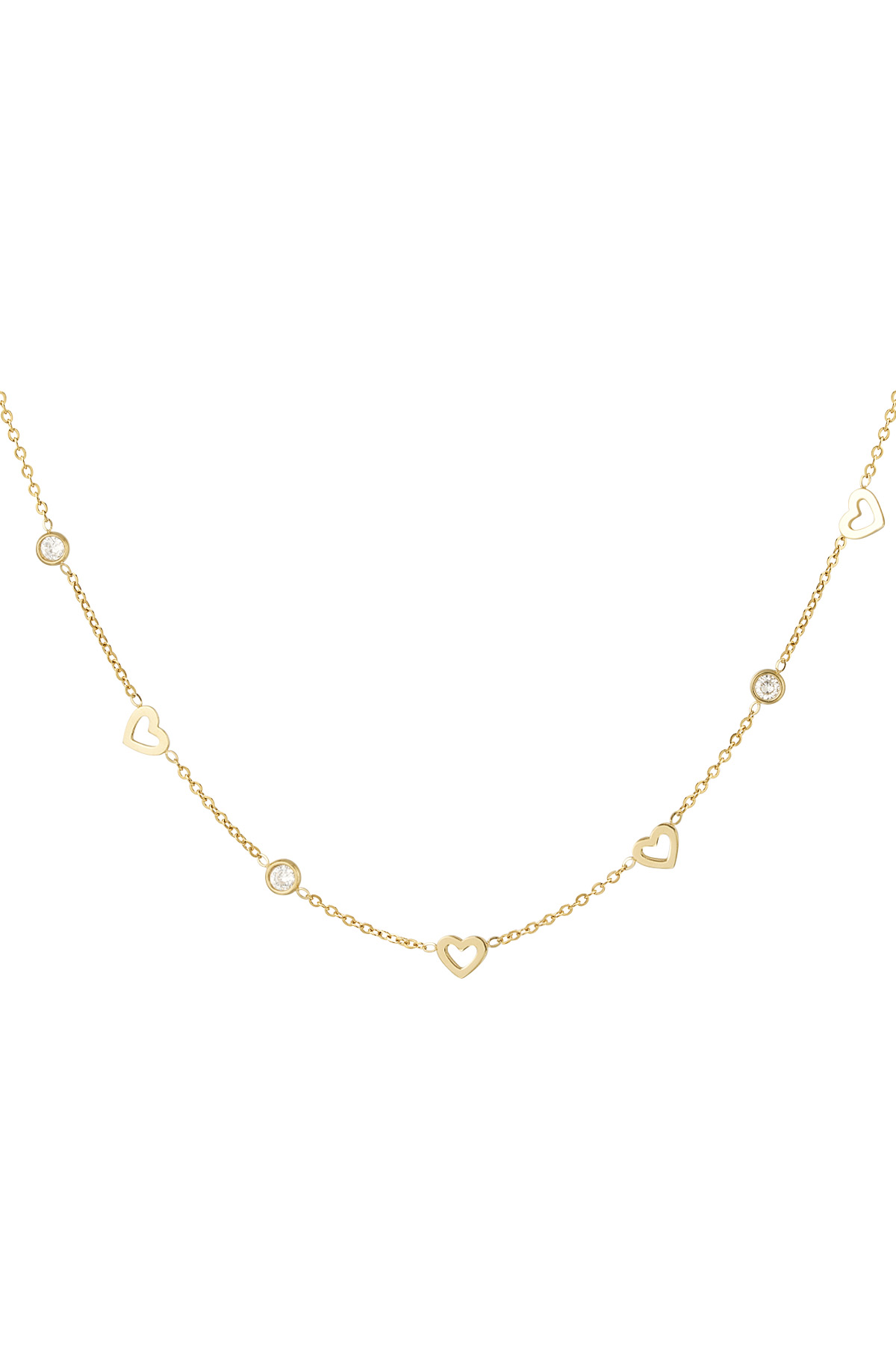 Halskette mit Herz- und Diamantanhängern – Gold