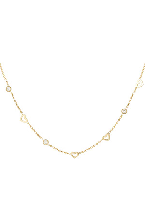 Halskette mit Herz- und Diamantanhängern - Edelstahl   h5 