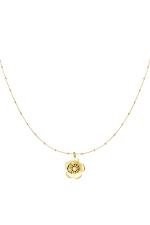 Ball necklace with flower pendant and pearl - gold h5 