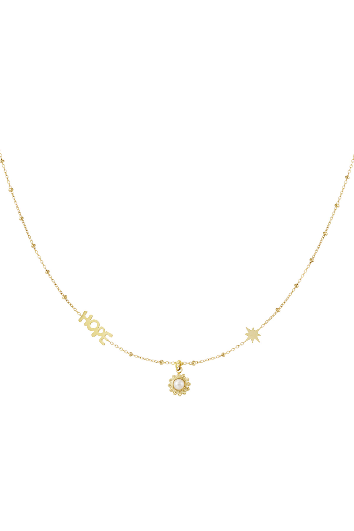 Ball chain with hope and pendants - gold h5 
