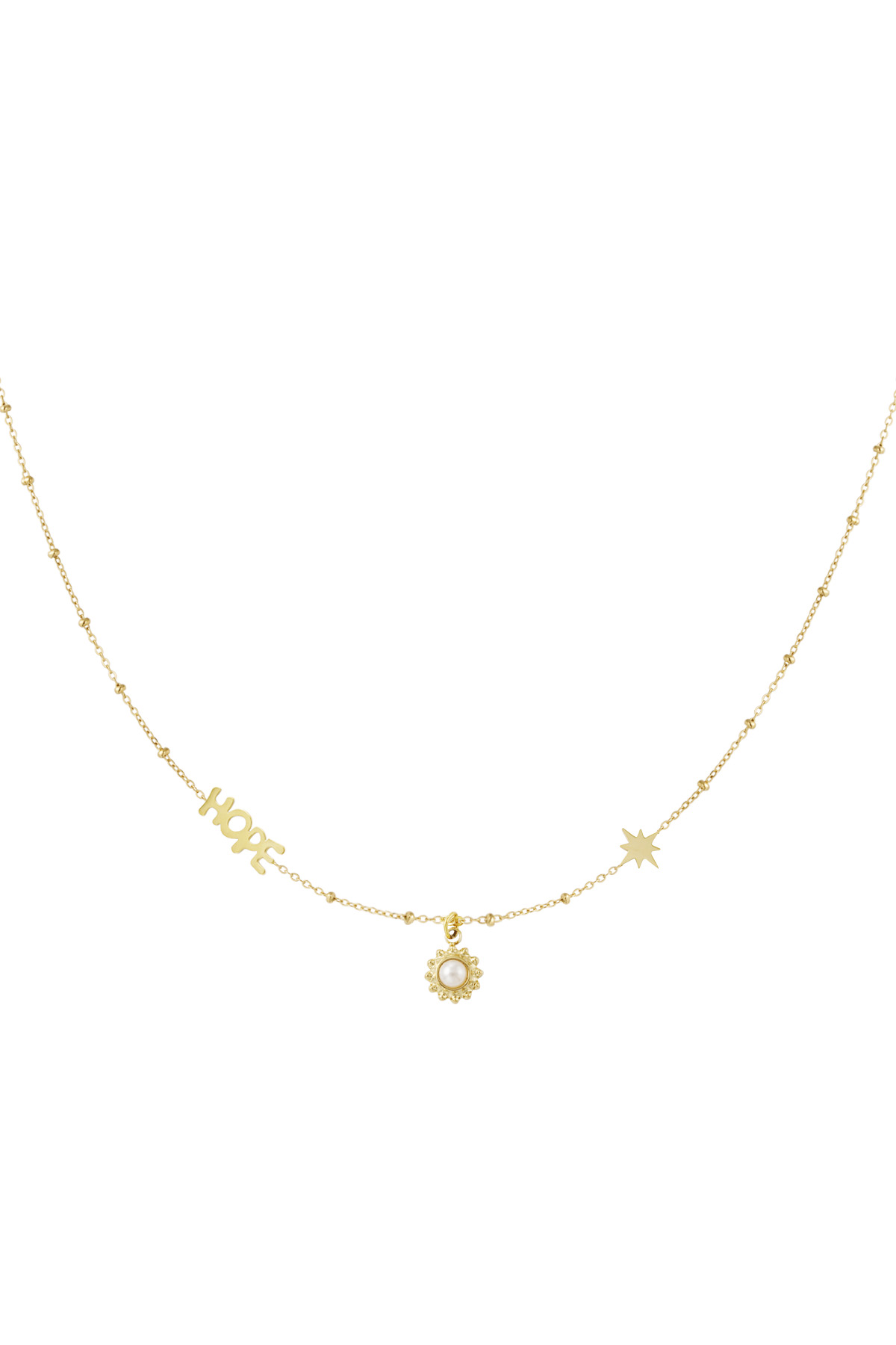 Ball chain with hope and pendants - Gold color 2