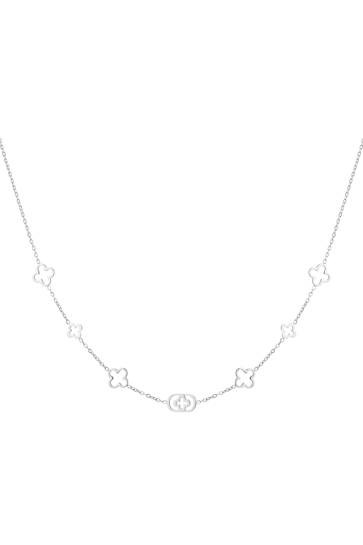 Classic necklace with clover charms - silver