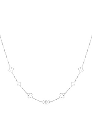 Classic necklace with clover charms - silver h5 