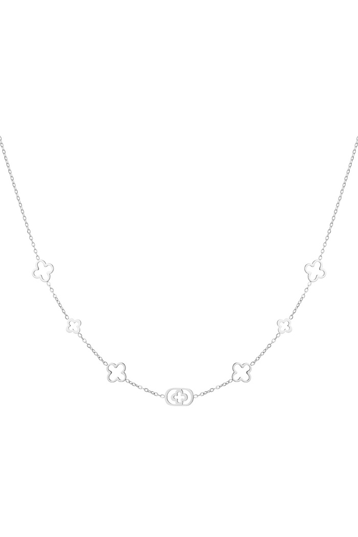 Classic necklace with clover charms - silver 