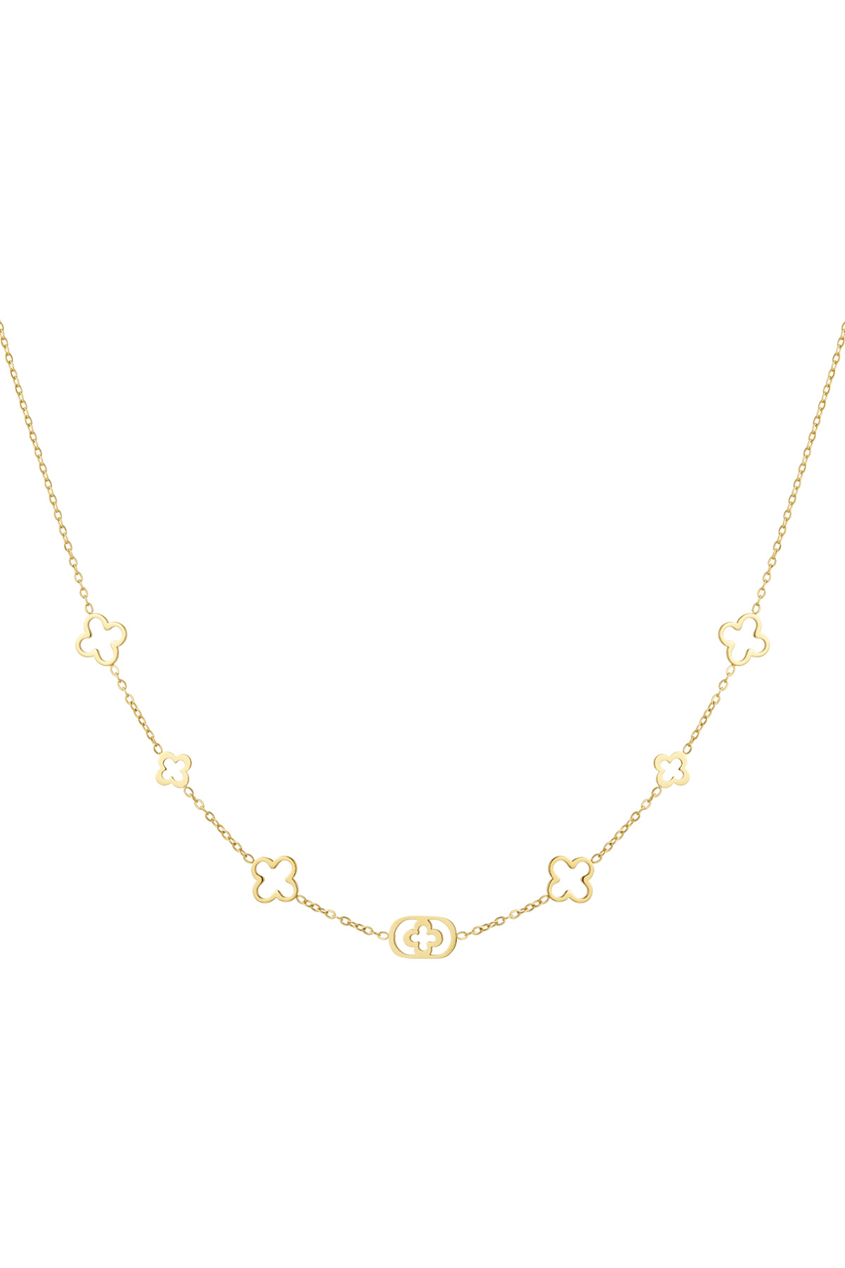 Klassische Halskette mit Kleeblatt-Anhängern – Gold
