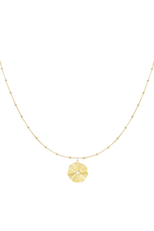 ball necklace with simple flower - gold h5 