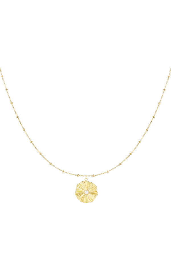 ball necklace with simple flower - gold