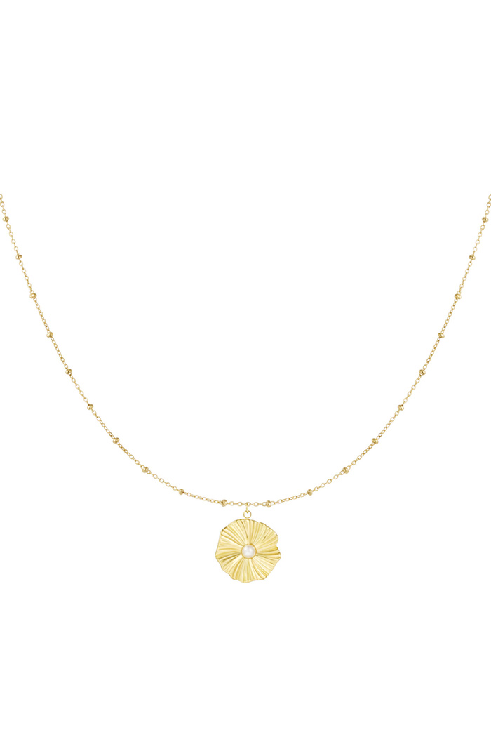 ball necklace with simple flower - gold 